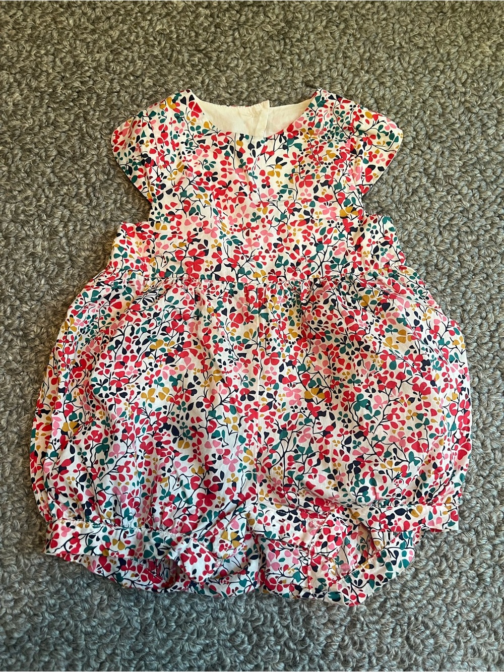 JACADI Floral Bubble Dress - Pink, Yellow & Teal Floral Print